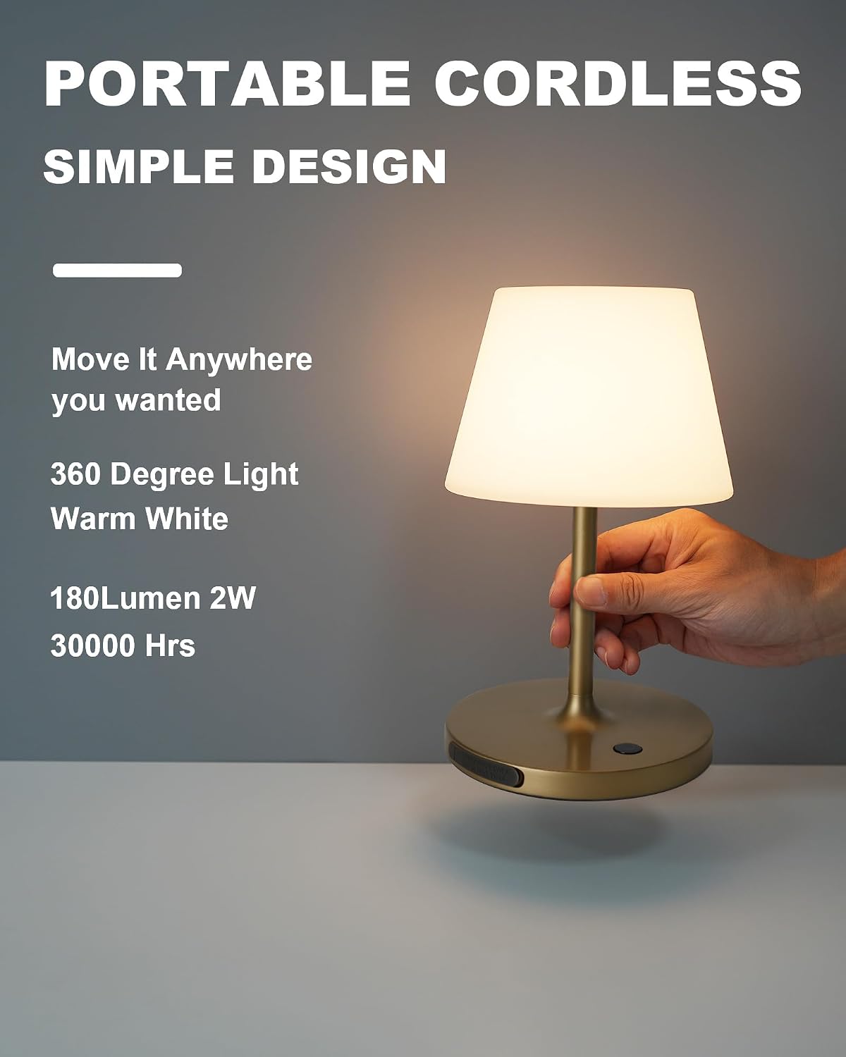 Outdoor Table Lamp, Shower Lamp Waterproof (Wood Grain H9.6in)