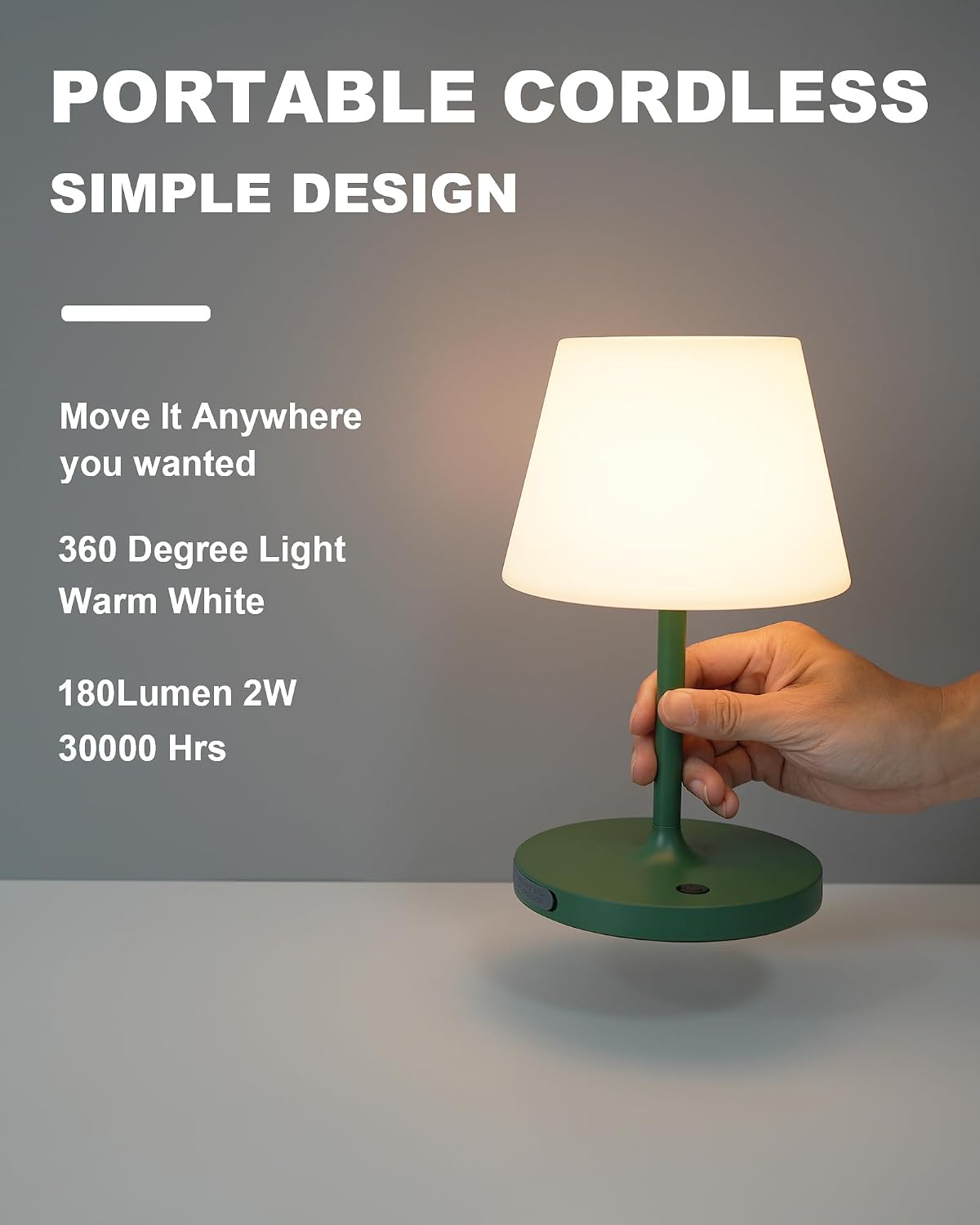 Outdoor Table Lamp, Shower Lamp Waterproof (Wood Grain H9.6in)