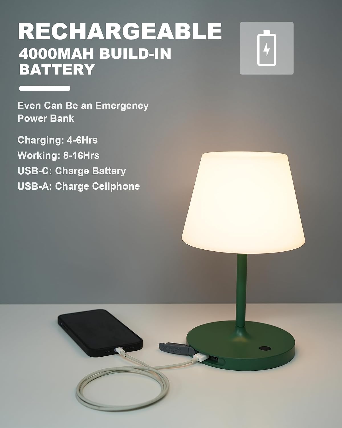 Outdoor Table Lamp, Shower Lamp Waterproof (Wood Grain H9.6in)