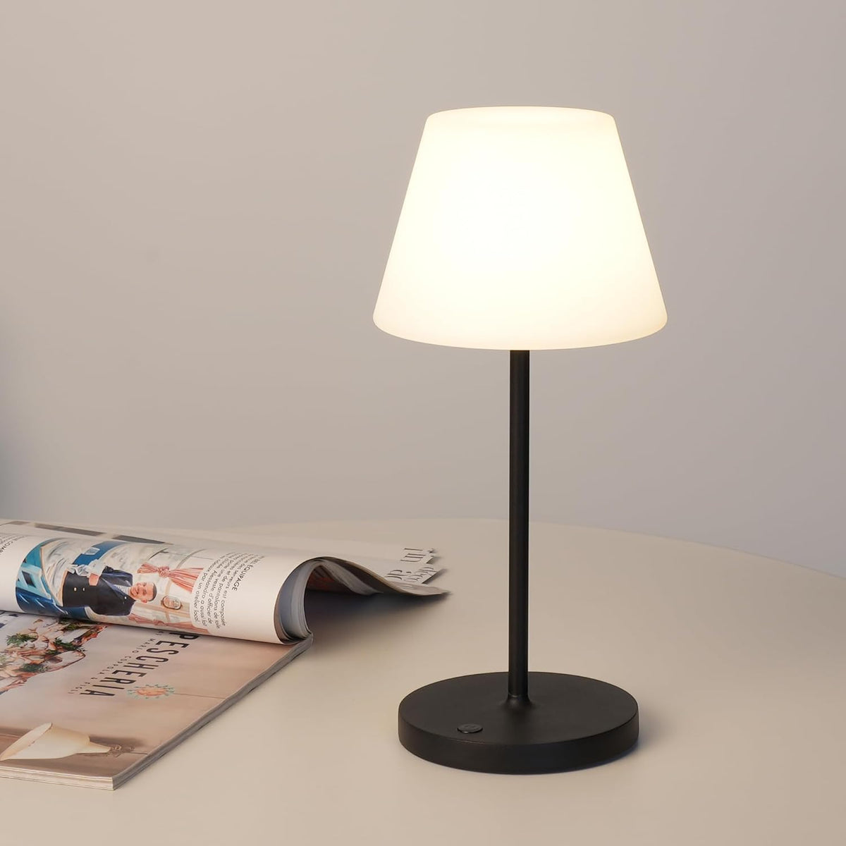 Outdoor Table Lamp, Shower Lamp Waterproof (Wood Grain H9.6in)