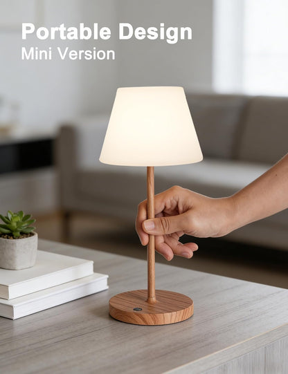 Outdoor Table Lamp, Shower Lamp Waterproof (Wood Grain H9.6in)