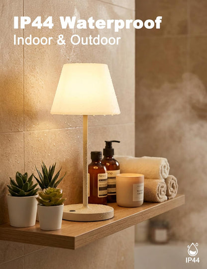 Outdoor Table Lamp, Shower Lamp Waterproof (Wood Grain H9.6in)