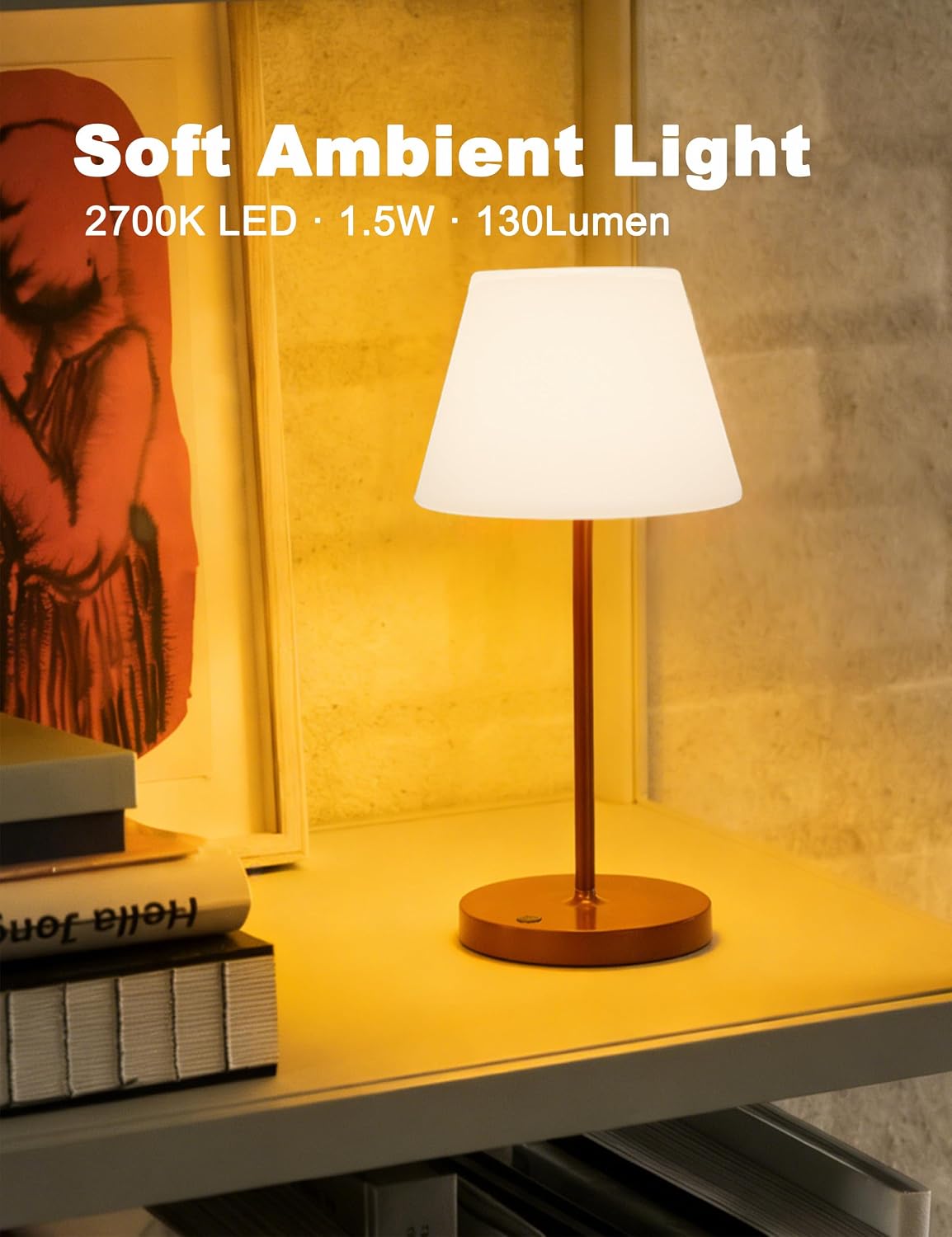 Outdoor Table Lamp, Shower Lamp Waterproof (Wood Grain H9.6in)