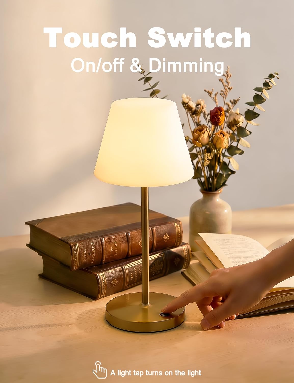 Outdoor Table Lamp, Shower Lamp Waterproof (Wood Grain H9.6in)