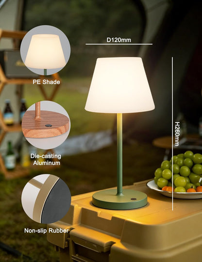 Outdoor Table Lamp, Shower Lamp Waterproof (Wood Grain H9.6in)