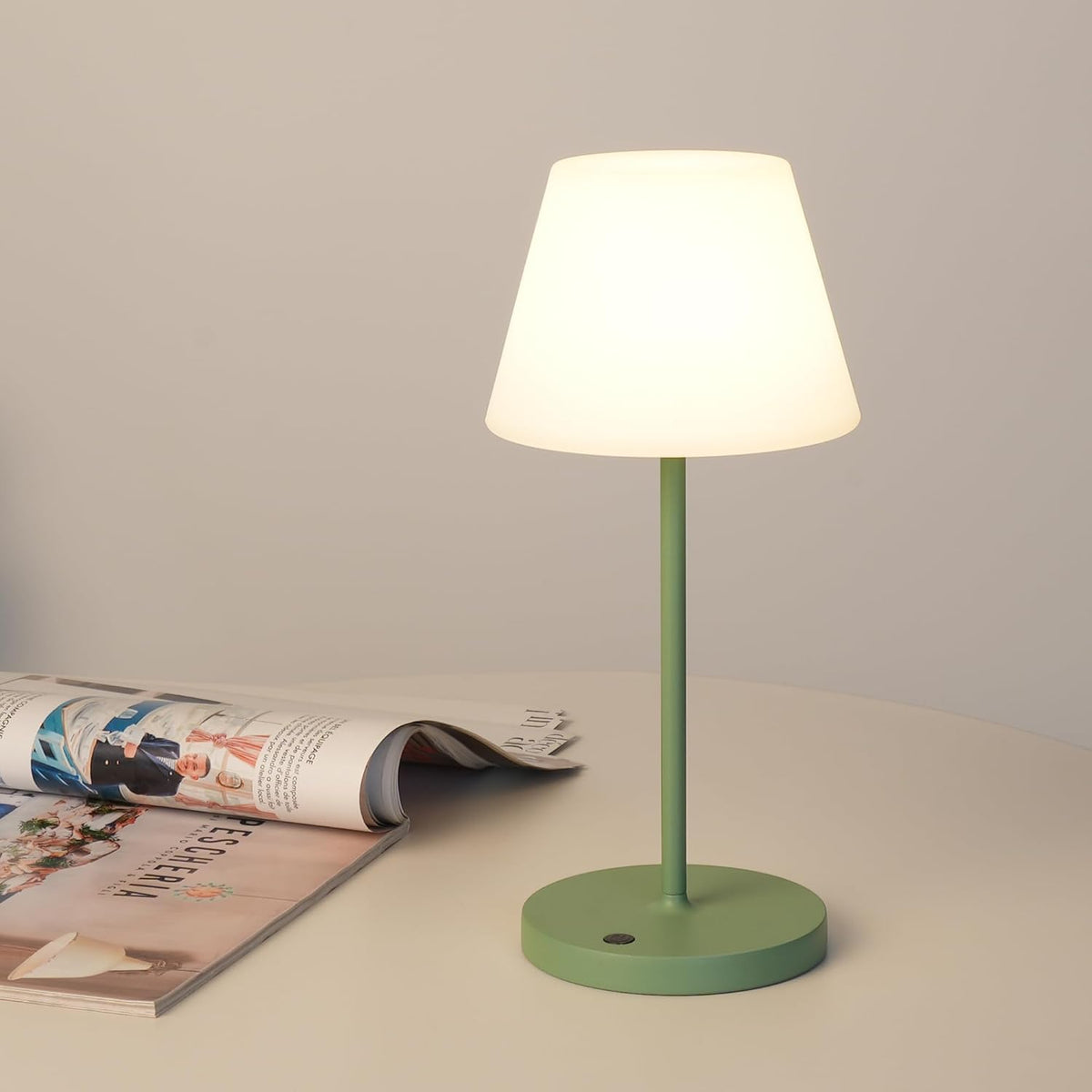 Outdoor Table Lamp, Shower Lamp Waterproof (Wood Grain H9.6in)