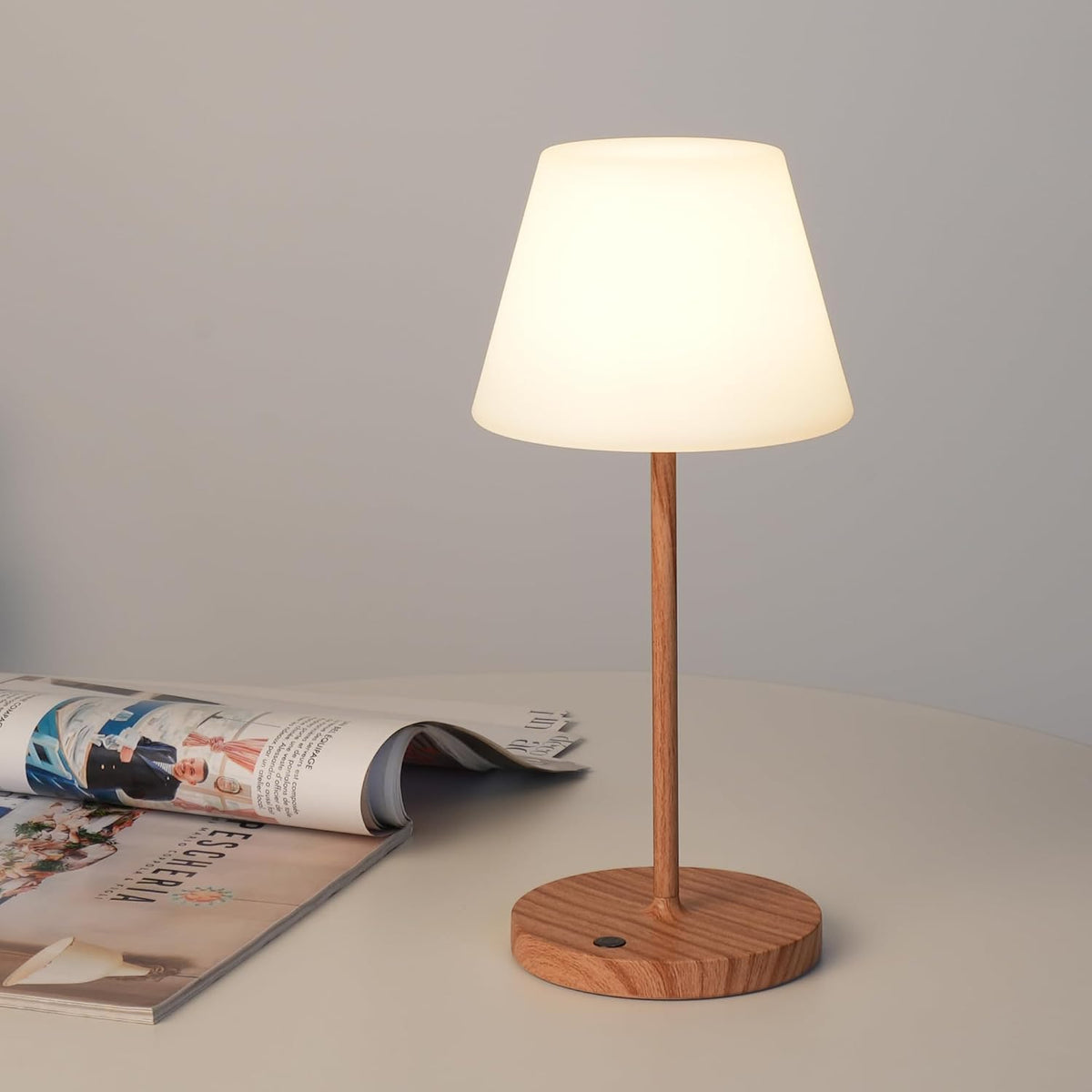 Outdoor Table Lamp, Shower Lamp Waterproof (Wood Grain H9.6in)