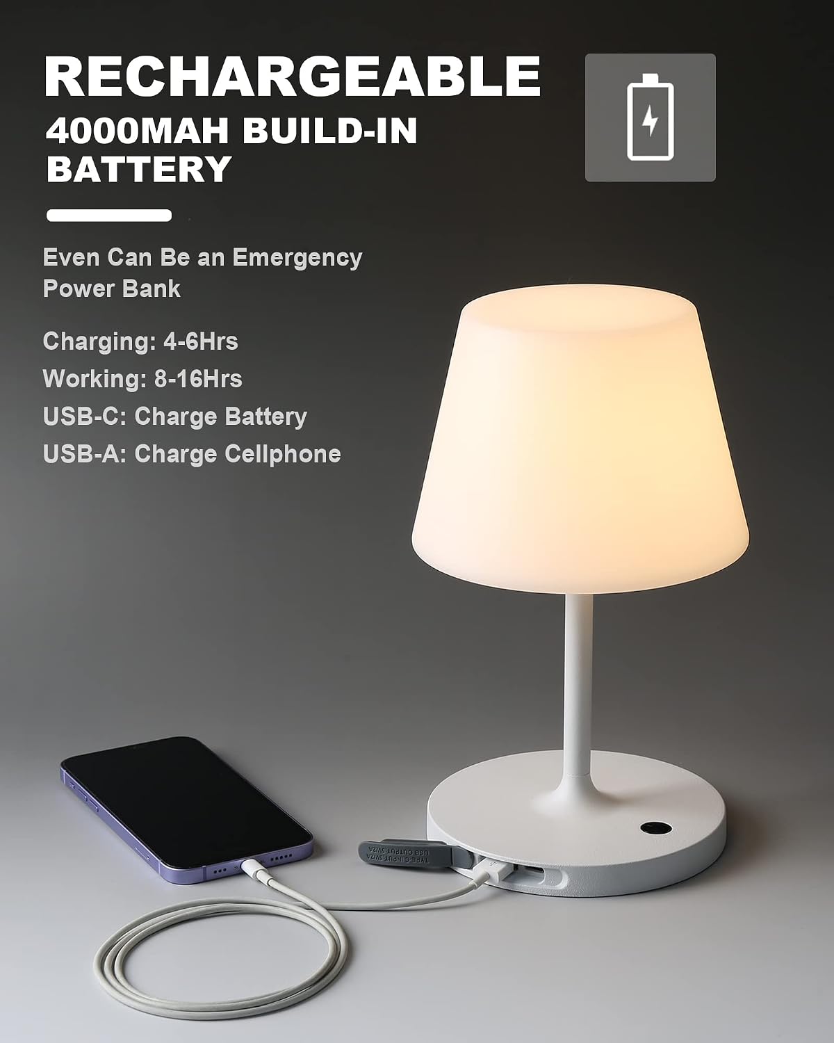 Outdoor Table Lamp, Shower Lamp Waterproof (Wood Grain H9.6in)