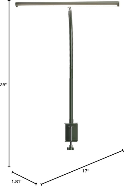 LED Desk Lamp with Clamp, 17" Stepless Dimming Light, Black