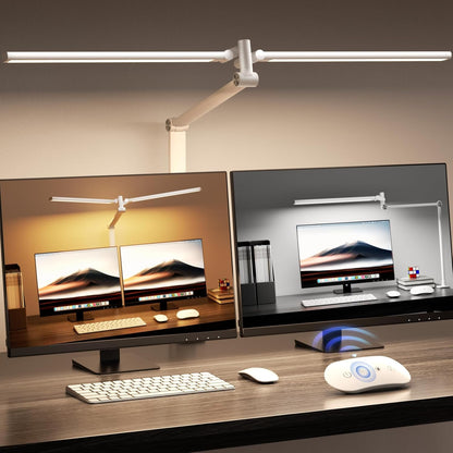 LED Desk Lamp with Clamp, 17" Stepless Dimming Light, Black