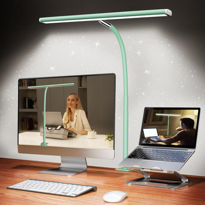 LED Desk Lamp with Clamp, 17" Stepless Dimming Light, Black