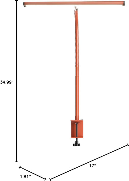 LED Desk Lamp with Clamp, 17" Stepless Dimming Light, Black