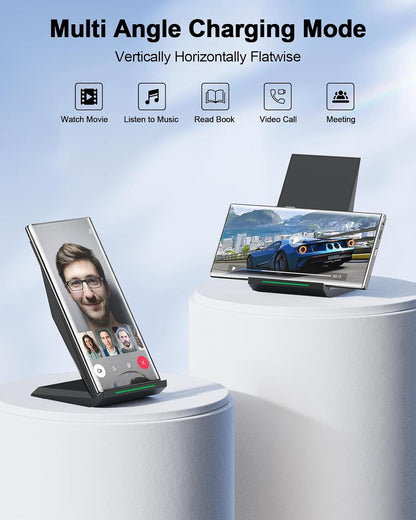 Fast Wireless Charger, [2 Pack] Wireless Charging Stand Compatible with iPhone 17/17 Air/17 Pro/17 Pro Max/16/15/14/13, Desktop Nightstand Phone Charger Dock for Galaxy S26/S26+/S25/S24/S23/S22