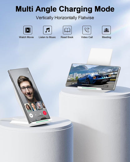 Fast Wireless Charger, [2 Pack] Wireless Charging Stand Compatible with iPhone 17/17 Air/17 Pro/17 Pro Max/16/15/14/13, Desktop Nightstand Phone Charger Dock for Galaxy S26/S26+/S25/S24/S23/S22