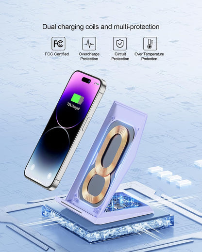 Fast Wireless Charger, [2 Pack] Wireless Charging Stand Compatible with iPhone 17/17 Air/17 Pro/17 Pro Max/16/15/14/13, Desktop Nightstand Phone Charger Dock for Galaxy S26/S26+/S25/S24/S23/S22