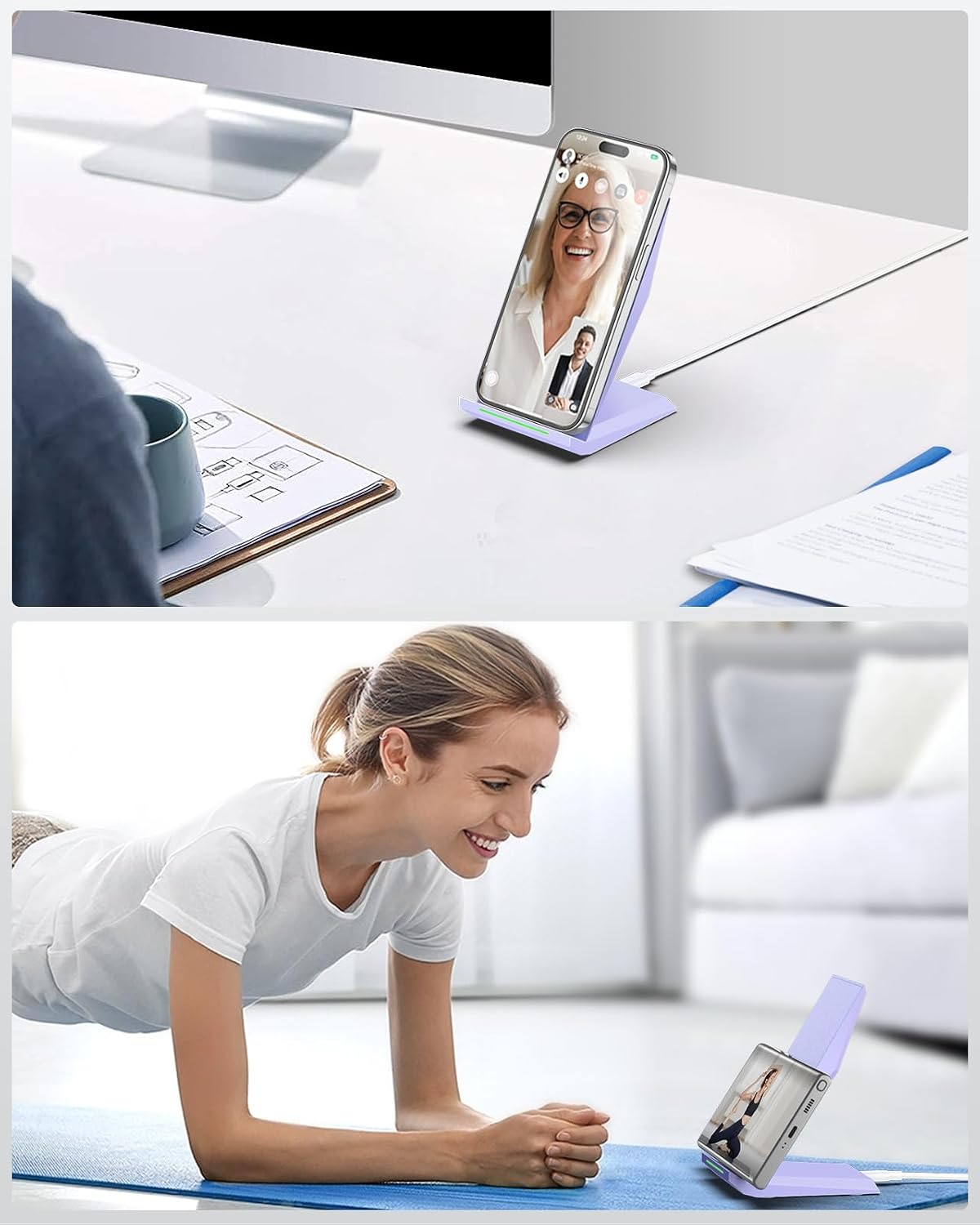 Fast Wireless Charger, [2 Pack] Wireless Charging Stand Compatible with iPhone 17/17 Air/17 Pro/17 Pro Max/16/15/14/13, Desktop Nightstand Phone Charger Dock for Galaxy S26/S26+/S25/S24/S23/S22