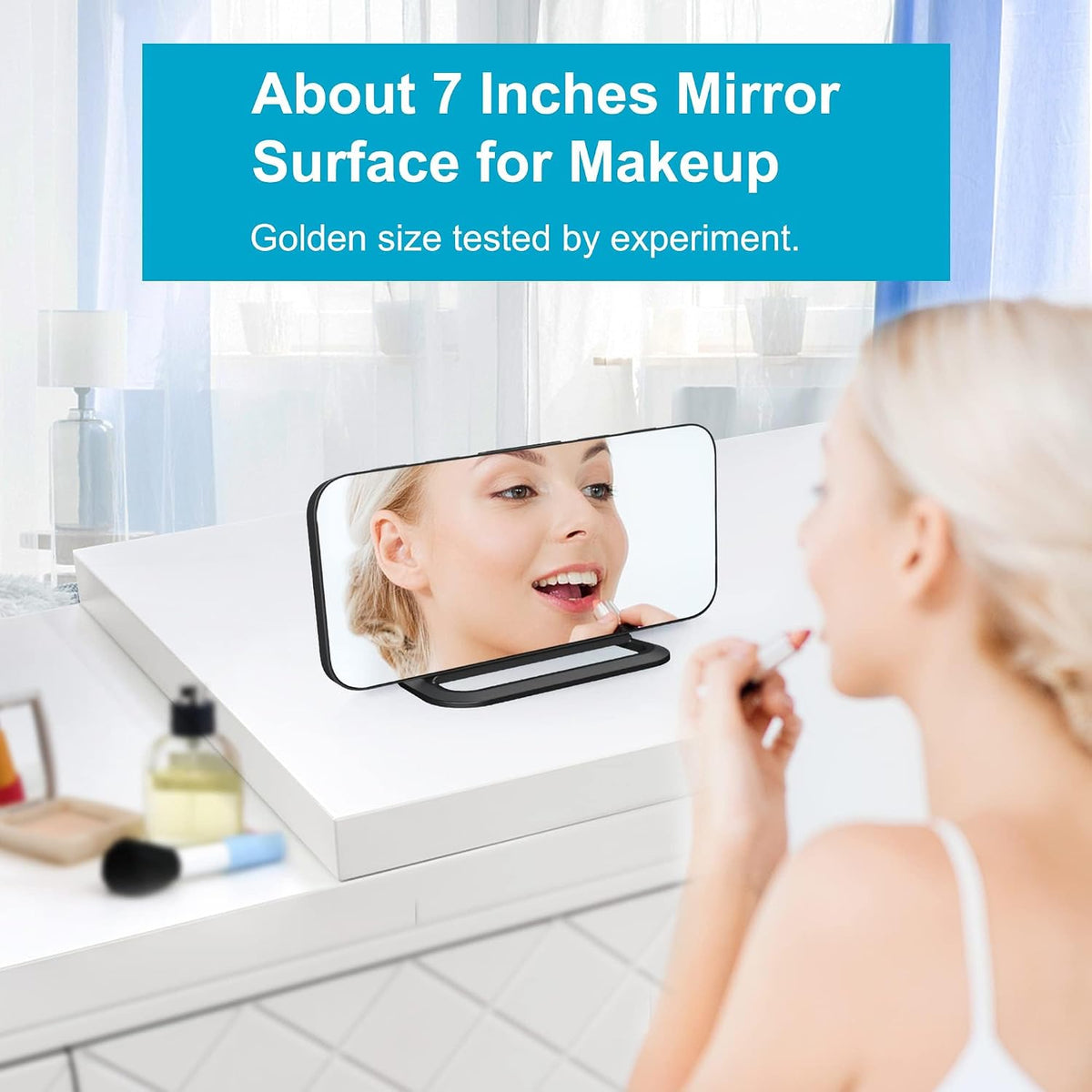 Slim LED Digital Alarm Clock, Mirror Surface for Makeup, with Diming, Large Display, Easy Setting, USB Charger Ports, Modern Bedroom, Desk, Office Living Room Decor, Christmas Birthday for Women Girl