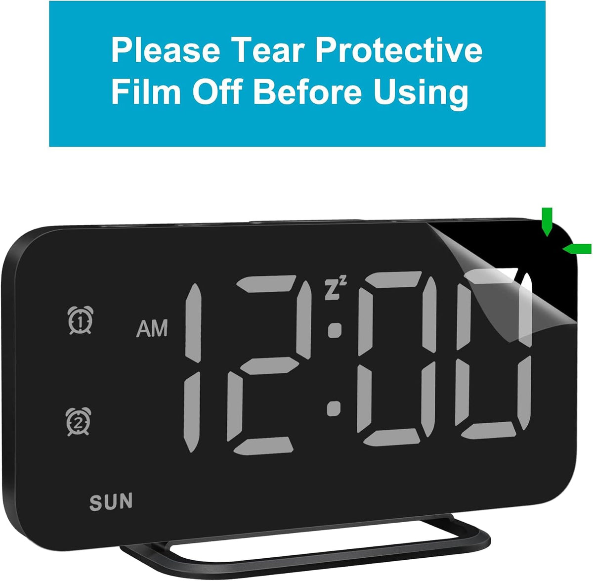 Slim LED Digital Alarm Clock, Mirror Surface for Makeup, with Diming, Large Display, Easy Setting, USB Charger Ports, Modern Bedroom, Desk, Office Living Room Decor, Christmas Birthday for Women Girl