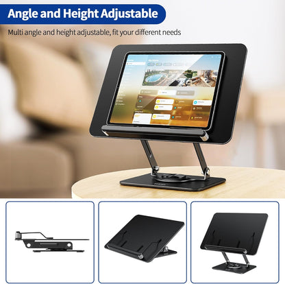 BS02 Book Stand for Reading, Adjustable Book Holder, Ergonomic Laptop Stand, Cookbook Stand, Recipe Book Holder with Elastic Page Clips for Music Scores, Recipe, Tablet