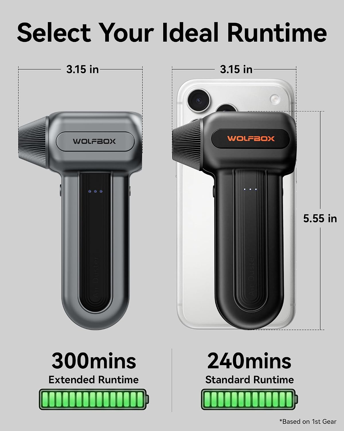 MF60 Compressed Air Duster, 3-Speed Adjustable, Electric, Cordless