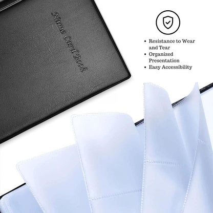 Business Card Holder Book Organizer, 300-Card PU Leather Binder, Black