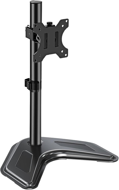 Dual Monitor Stand, Free-Standing Full Motion Monitor Desk Mount Fits 2 Screens up to 27 inches,17.6lbs with Height Adjustable, Swivel, Tilt, Rotation, VESA 75x75 100x100, Black