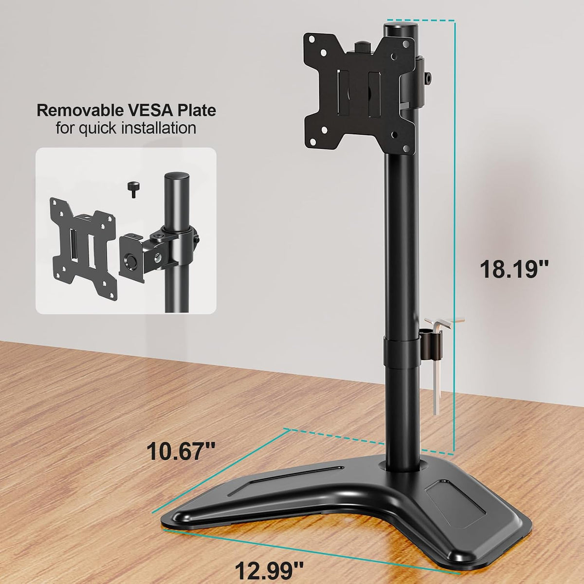 Dual Monitor Stand, Free-Standing Full Motion Monitor Desk Mount Fits 2 Screens up to 27 inches,17.6lbs with Height Adjustable, Swivel, Tilt, Rotation, VESA 75x75 100x100, Black