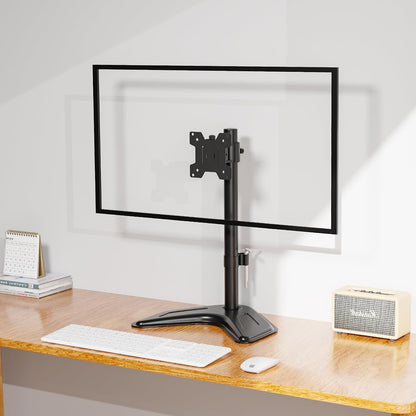 Dual Monitor Stand, Free-Standing Full Motion Monitor Desk Mount Fits 2 Screens up to 27 inches,17.6lbs with Height Adjustable, Swivel, Tilt, Rotation, VESA 75x75 100x100, Black