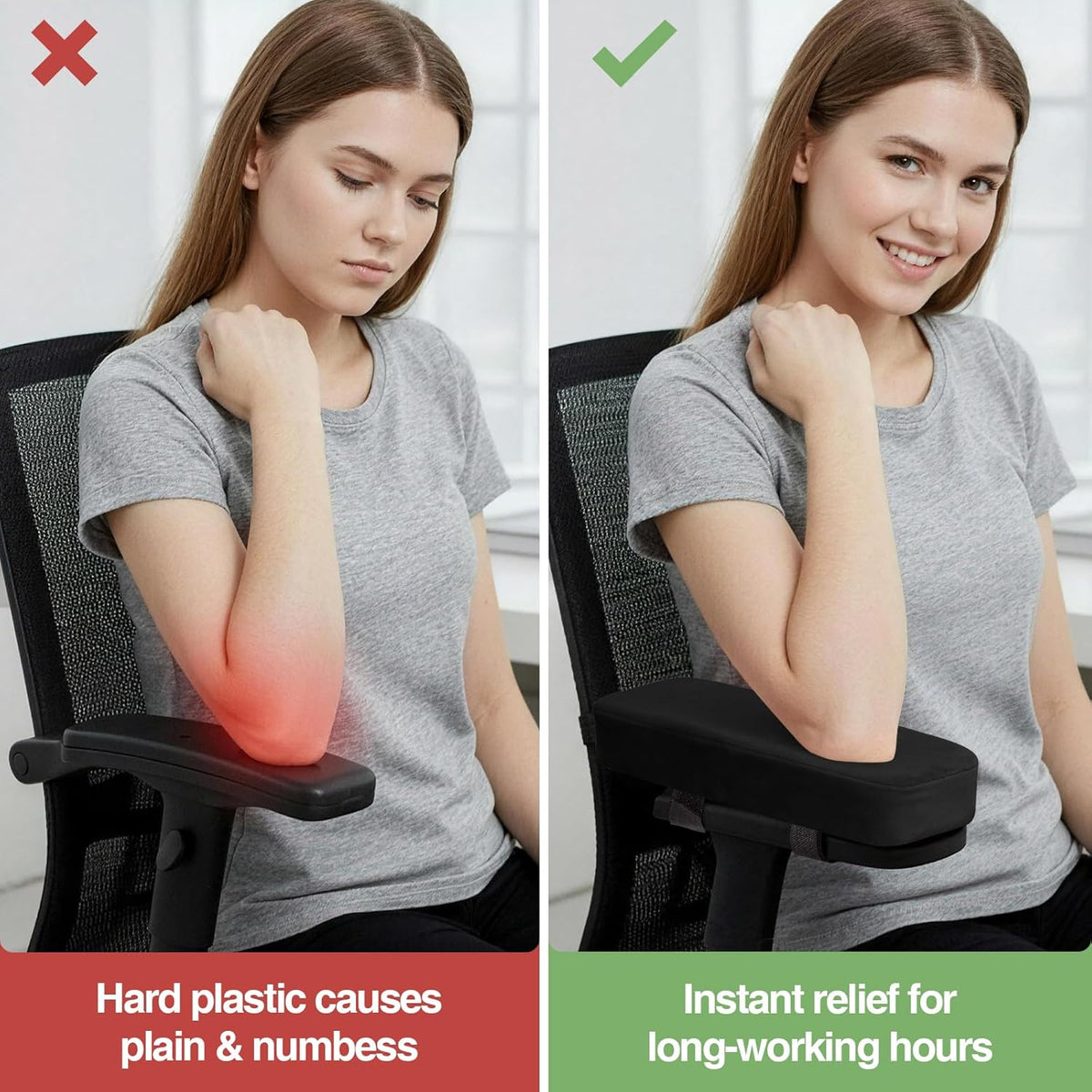 Memory Foam Office Chair Armrest Pads, Non-Slip Armrest Cushion