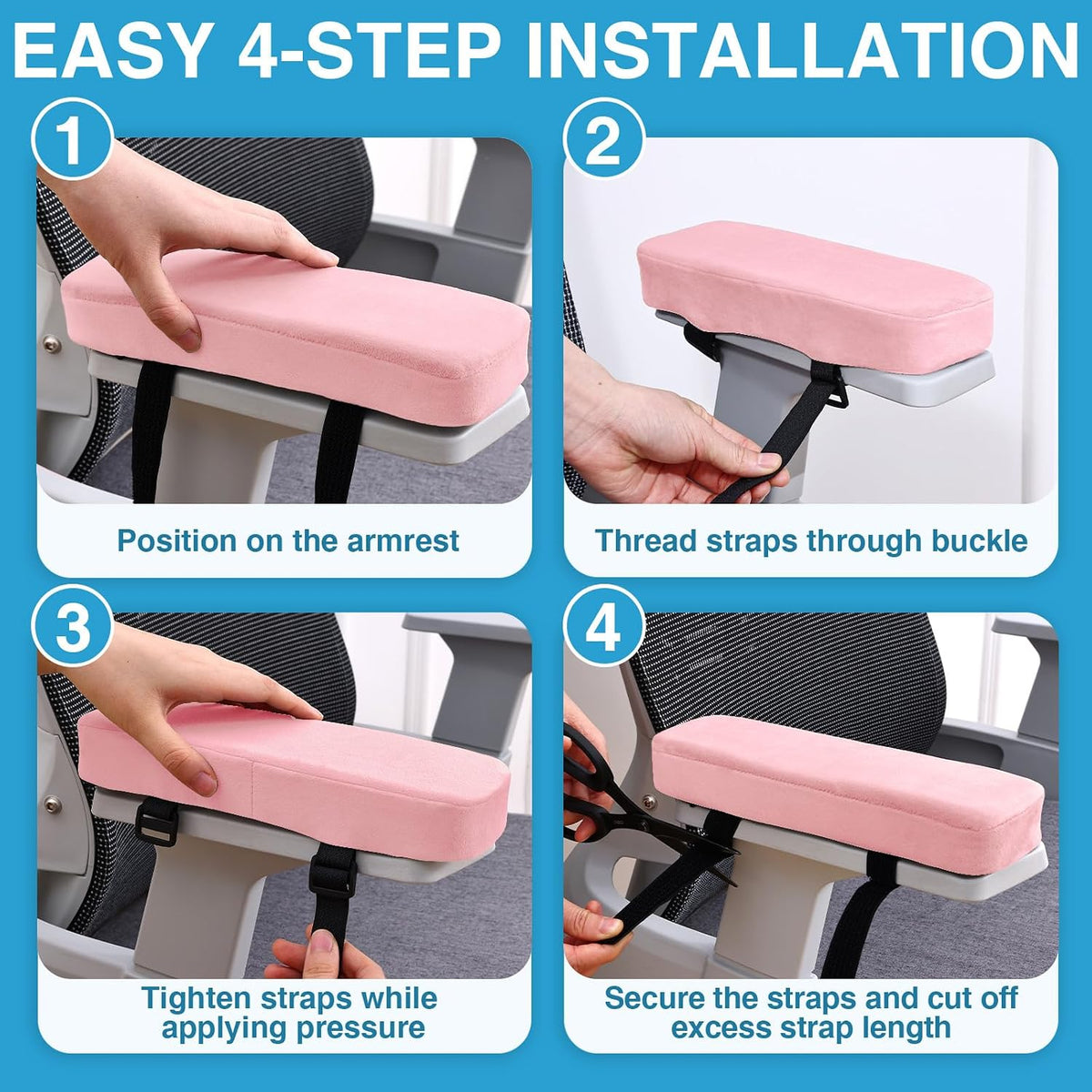 Memory Foam Office Chair Armrest Pads, Non-Slip Armrest Cushion