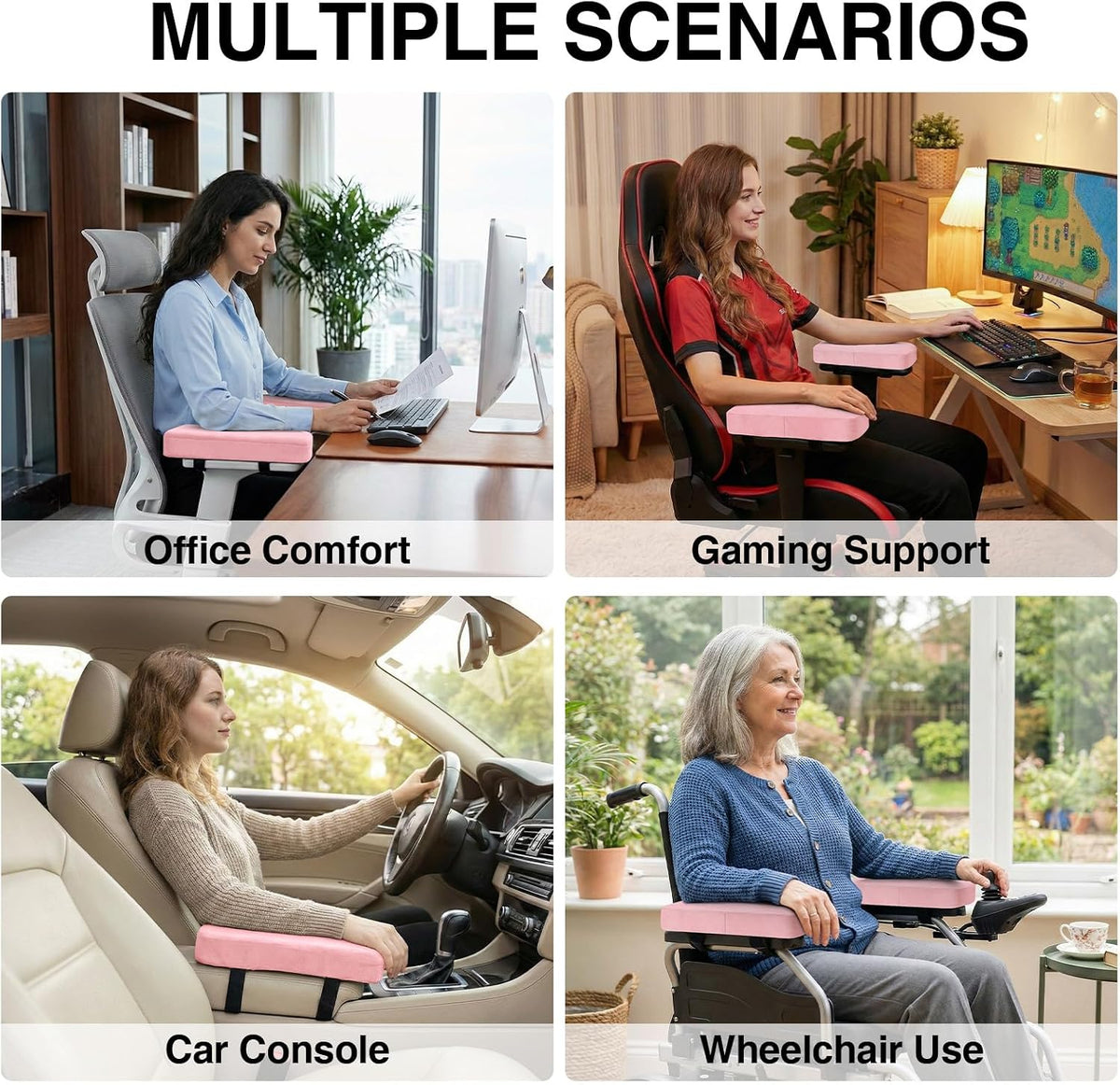 Memory Foam Office Chair Armrest Pads, Non-Slip Armrest Cushion
