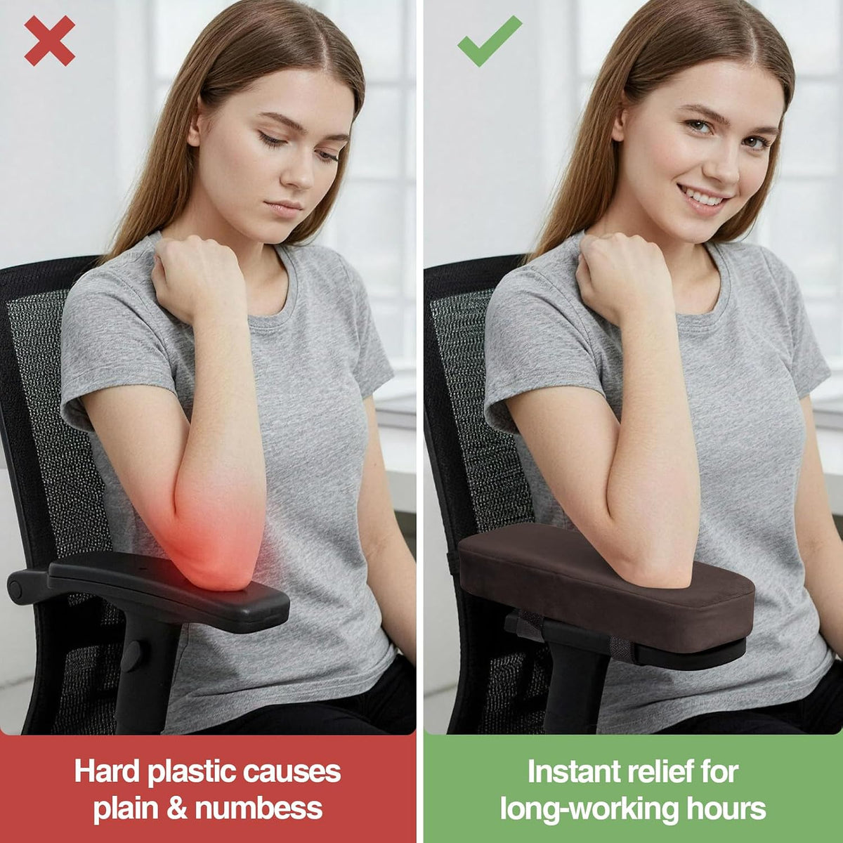Memory Foam Office Chair Armrest Pads, Non-Slip Armrest Cushion