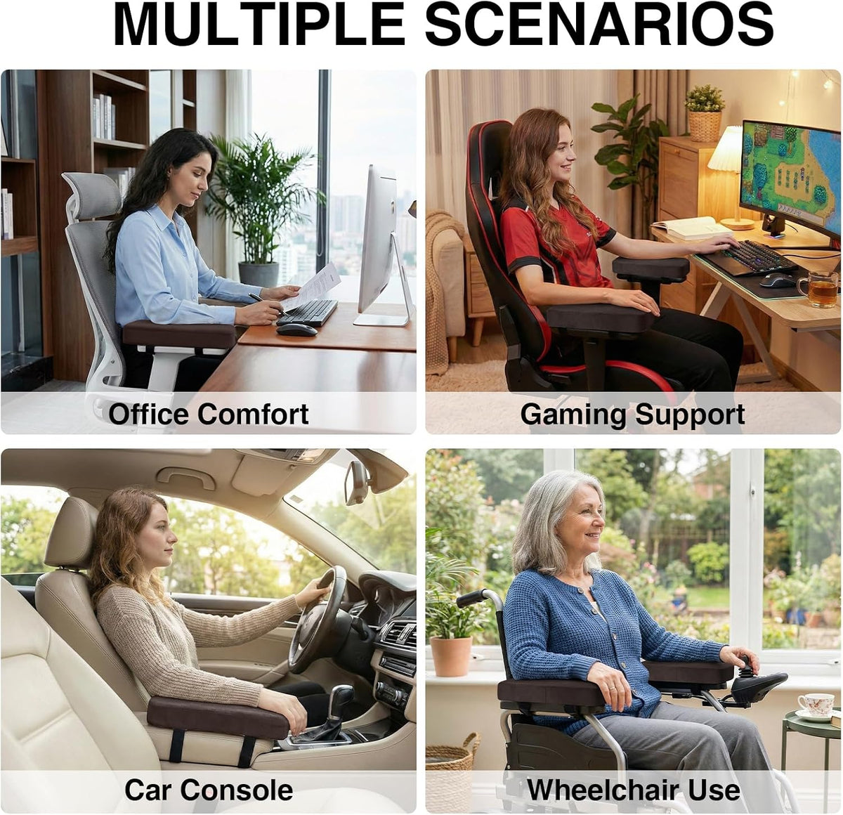Memory Foam Office Chair Armrest Pads, Non-Slip Armrest Cushion