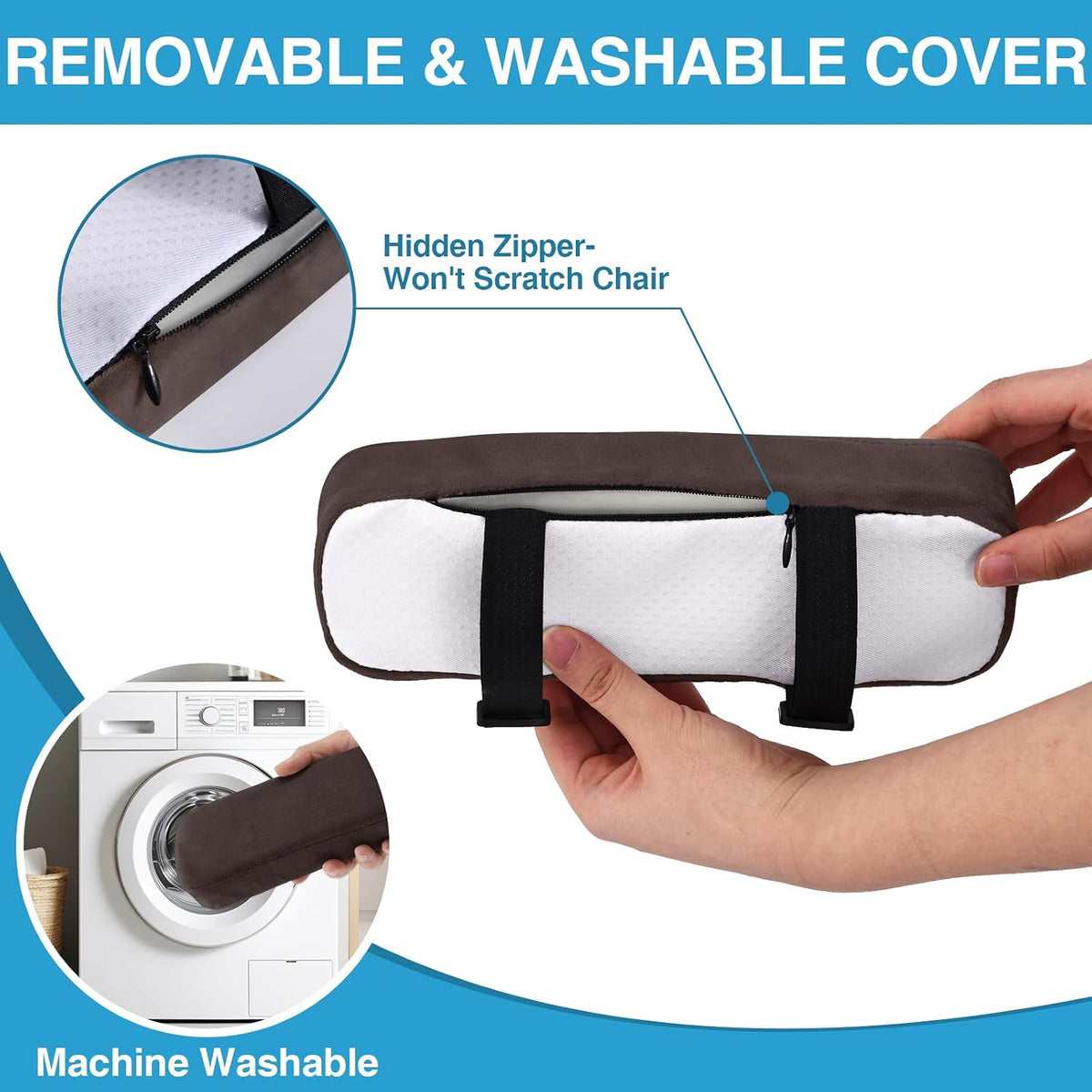 Memory Foam Office Chair Armrest Pads, Non-Slip Armrest Cushion