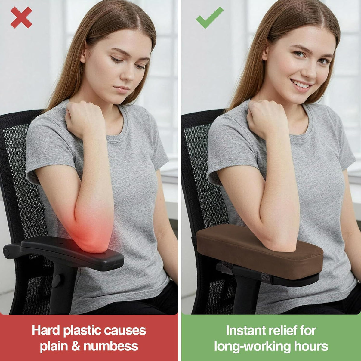 Memory Foam Office Chair Armrest Pads, Non-Slip Armrest Cushion