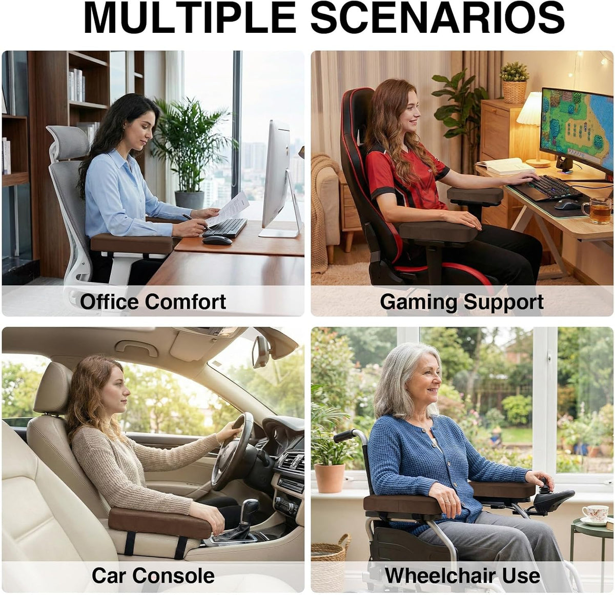 Memory Foam Office Chair Armrest Pads, Non-Slip Armrest Cushion