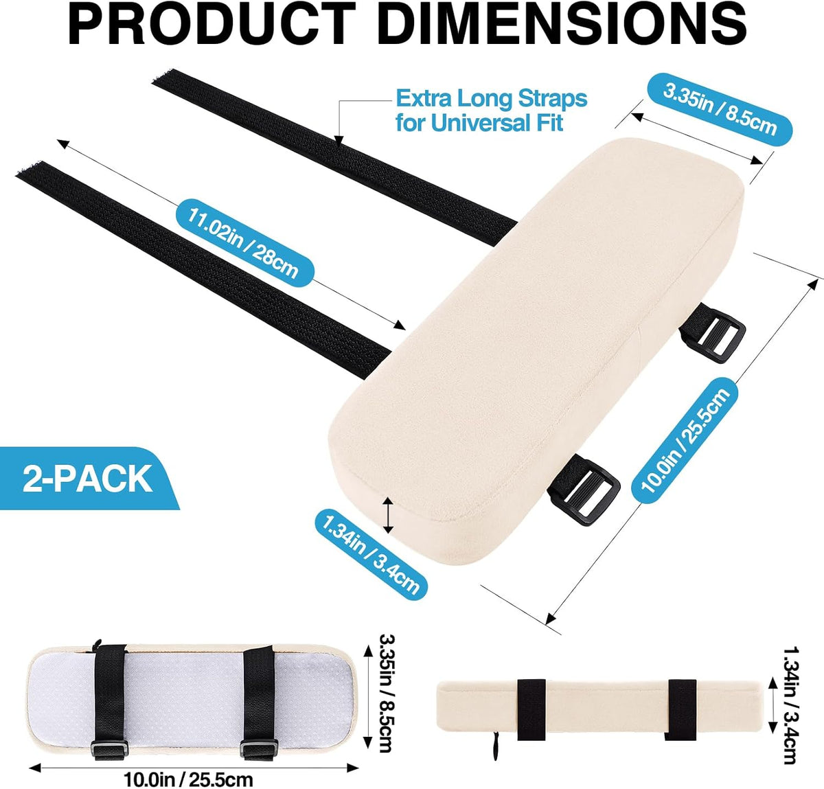 Memory Foam Office Chair Armrest Pads, Non-Slip Armrest Cushion