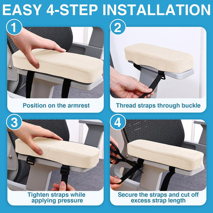 Memory Foam Office Chair Armrest Pads, Non-Slip Armrest Cushion