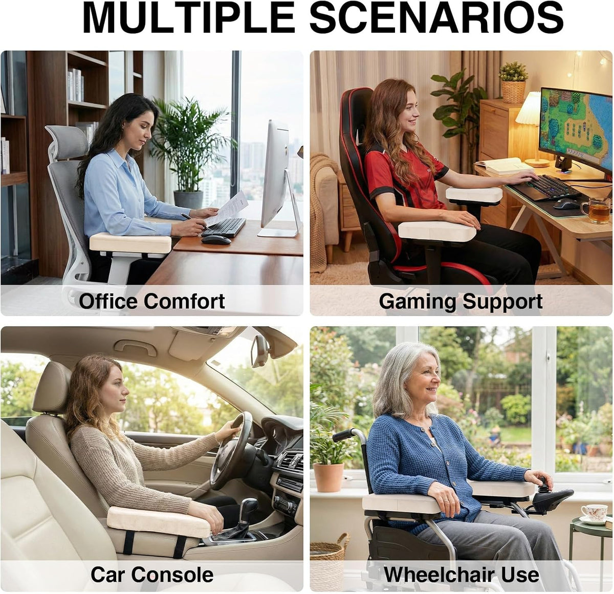 Memory Foam Office Chair Armrest Pads, Non-Slip Armrest Cushion