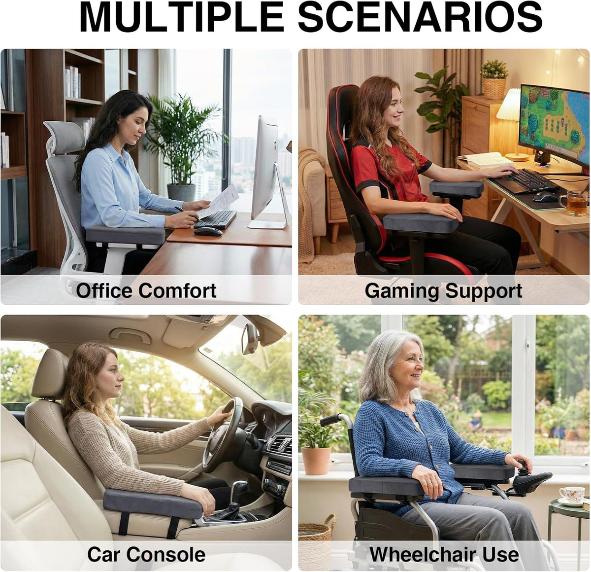 Memory Foam Office Chair Armrest Pads, Non-Slip Armrest Cushion