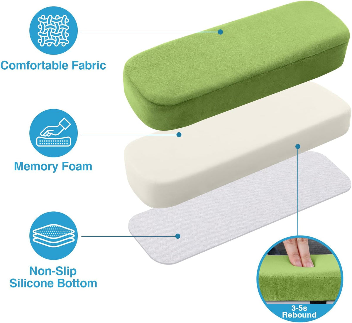 Memory Foam Office Chair Armrest Pads, Non-Slip Armrest Cushion