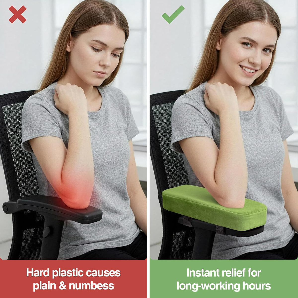 Memory Foam Office Chair Armrest Pads, Non-Slip Armrest Cushion