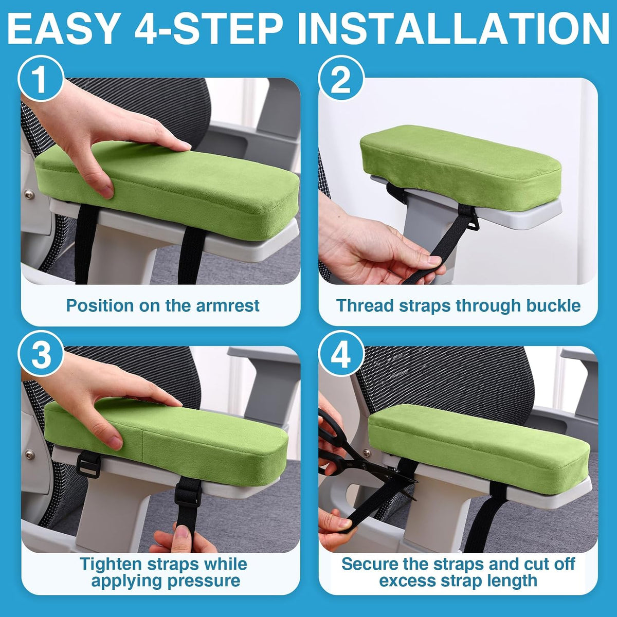 Memory Foam Office Chair Armrest Pads, Non-Slip Armrest Cushion