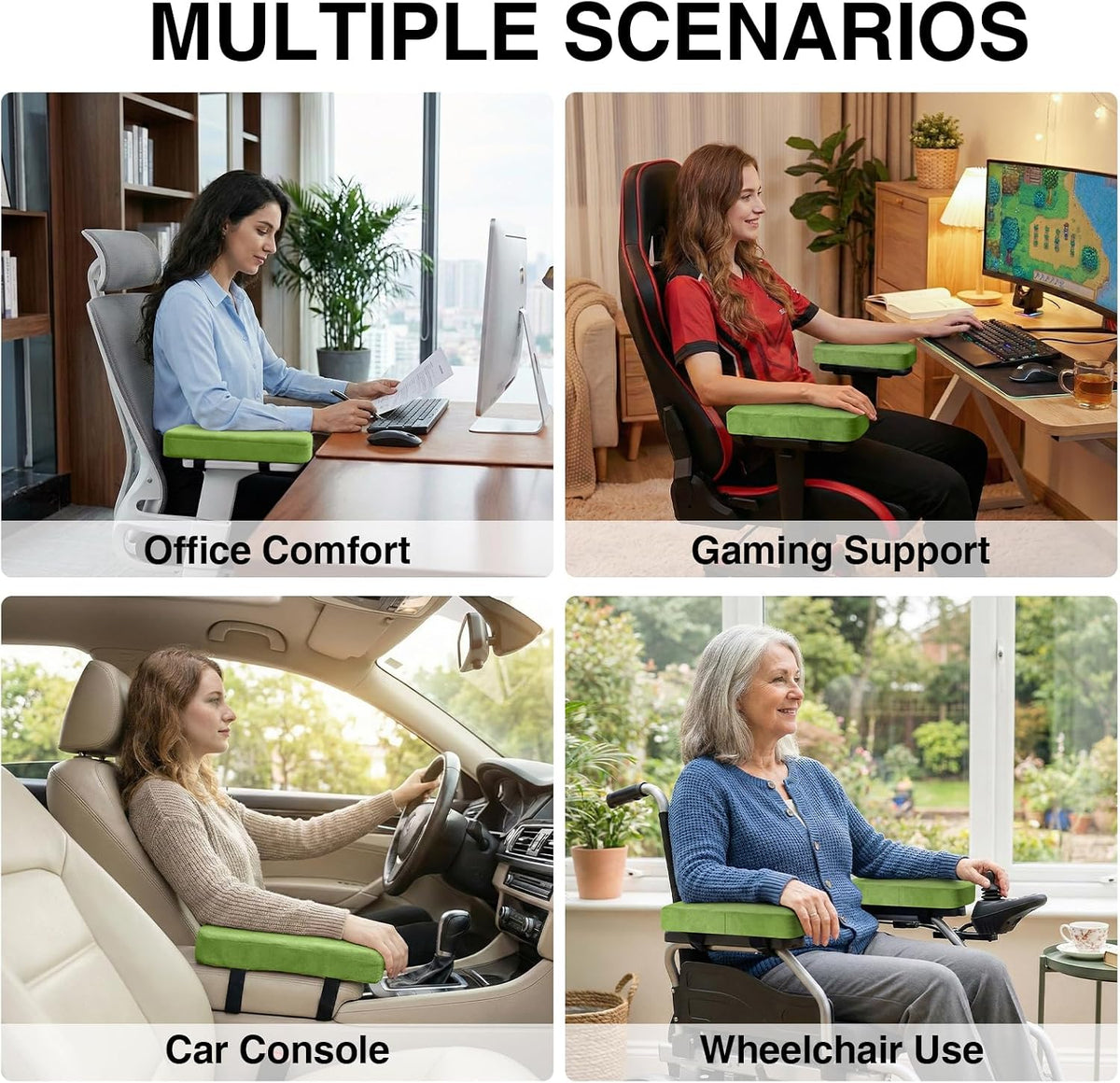 Memory Foam Office Chair Armrest Pads, Non-Slip Armrest Cushion