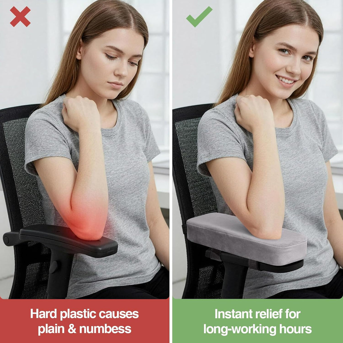 Memory Foam Office Chair Armrest Pads, Non-Slip Armrest Cushion