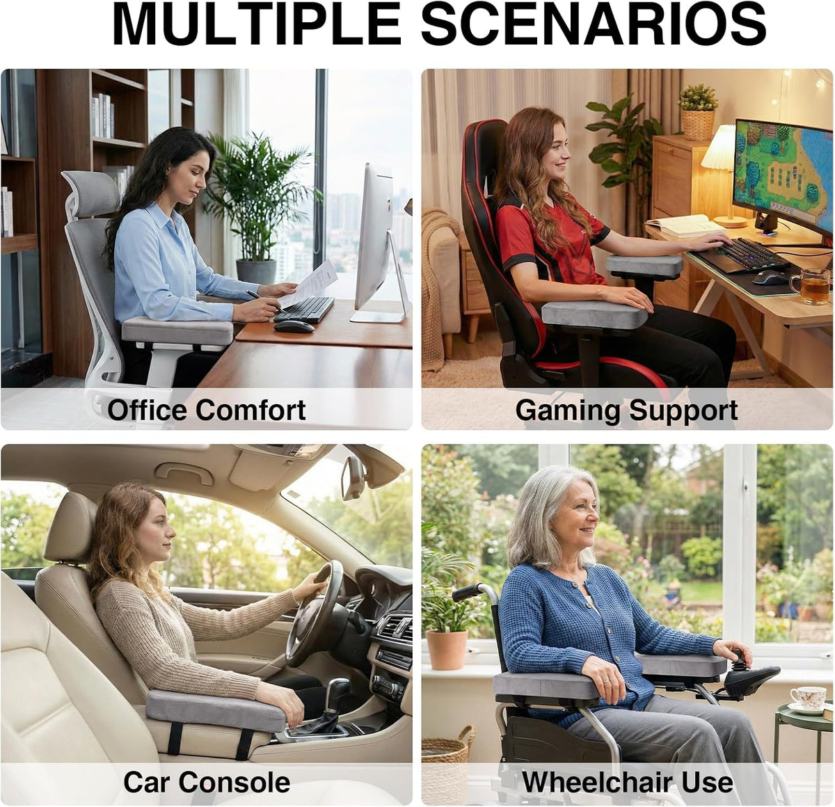 Memory Foam Office Chair Armrest Pads, Non-Slip Armrest Cushion