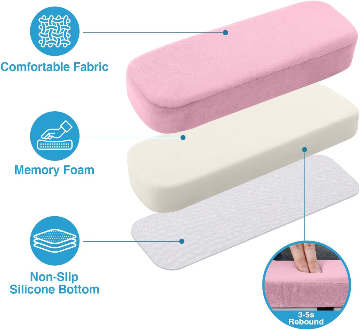 Memory Foam Office Chair Armrest Pads, Non-Slip Armrest Cushion