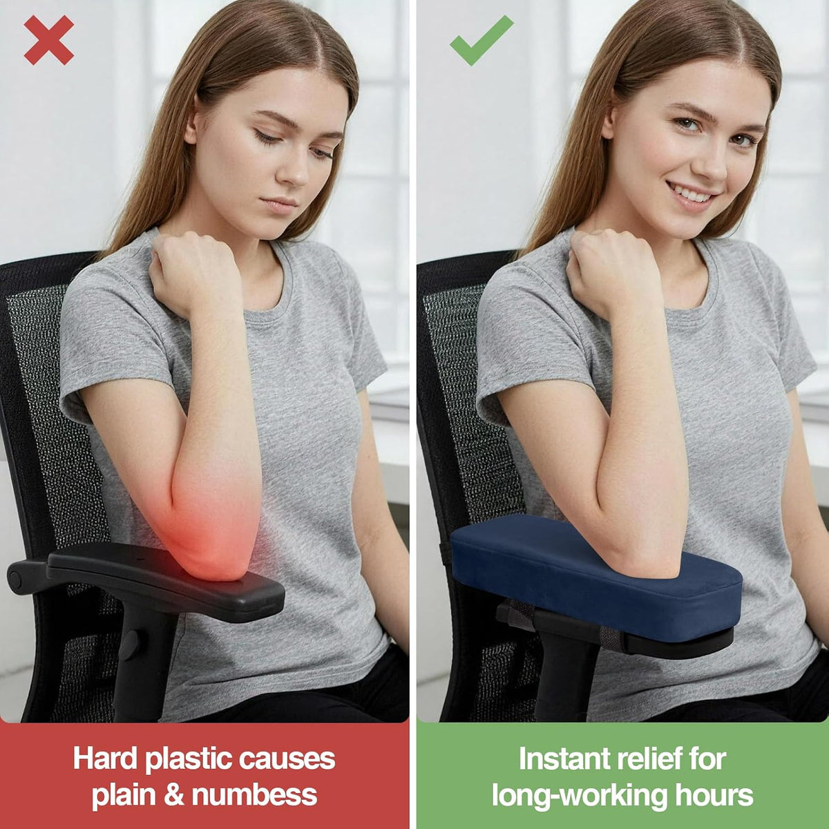 Memory Foam Office Chair Armrest Pads, Non-Slip Armrest Cushion