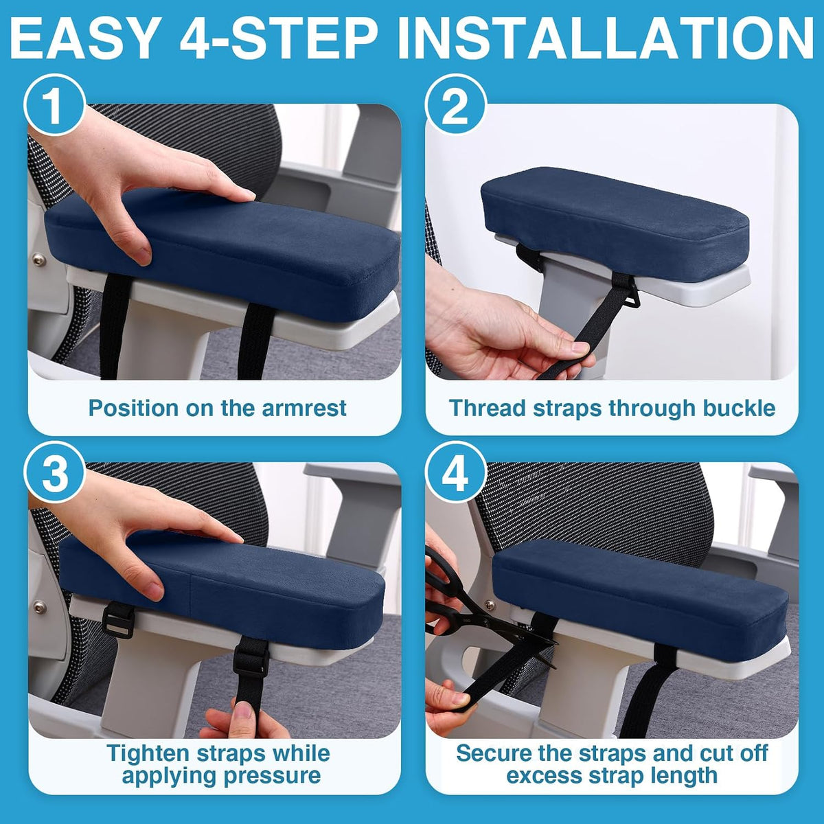 Memory Foam Office Chair Armrest Pads, Non-Slip Armrest Cushion