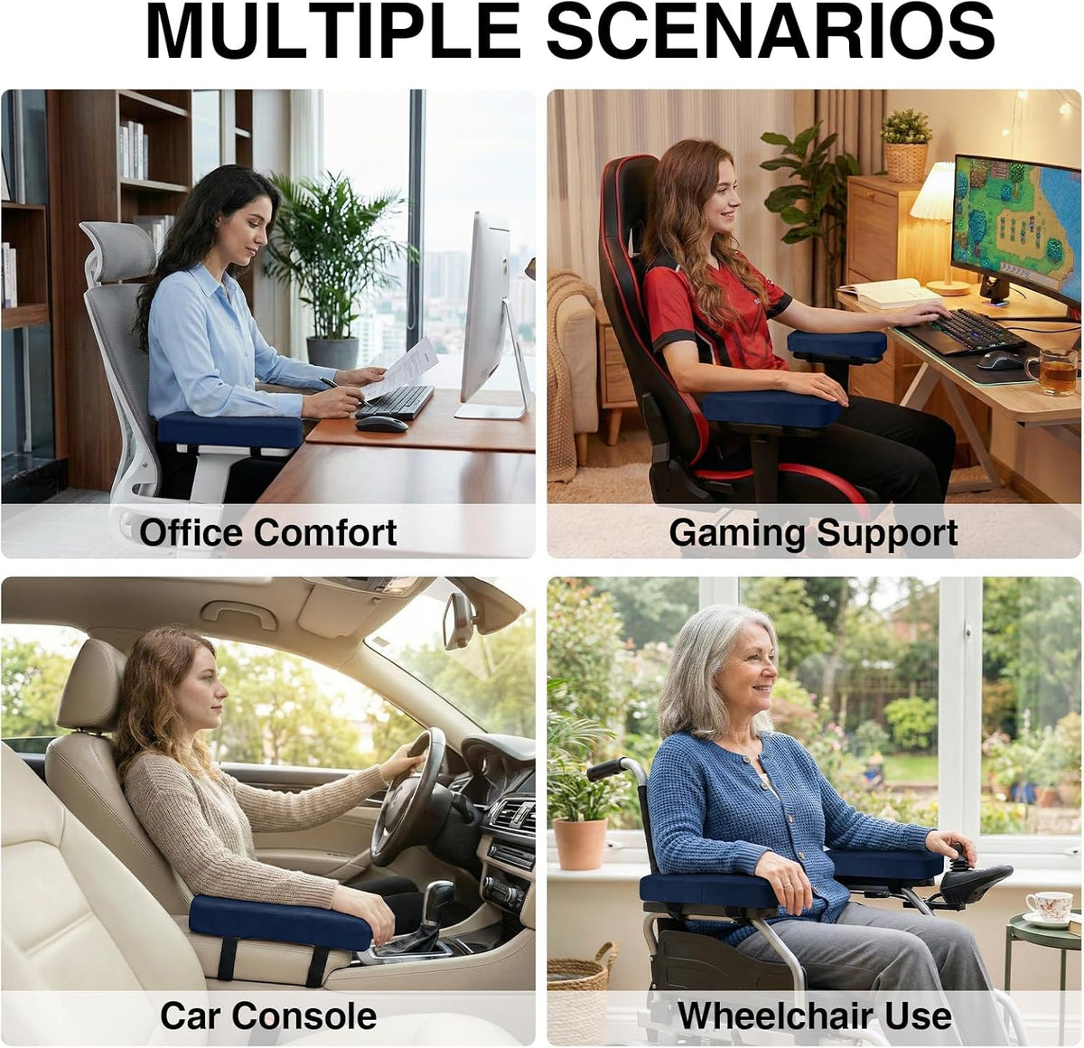 Memory Foam Office Chair Armrest Pads, Non-Slip Armrest Cushion